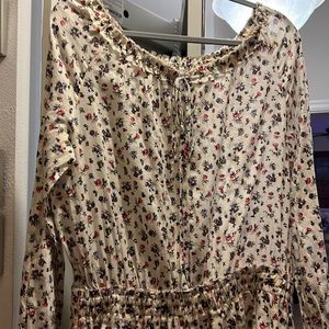 LoveShackFancy Floral Popover Dress Cream